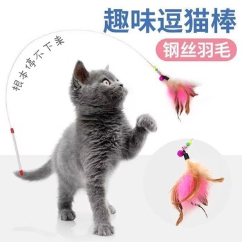 Feather with bells to tease cat stick Feather with bells to tease cat stick
