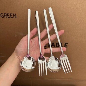 304 stainless steel spoon long handle korean round spoon household children's spoon rice spoon large tablespoon exquisite fork