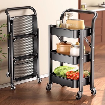 Dopamine cart storage rack multi-layer foldable kitchen bedroom mobile floor-standing book snack storage rack