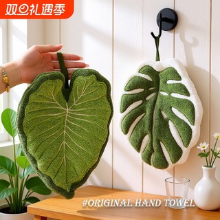 可爱挂式圣诞树擦手巾加厚吸水不掉毛厨房卫生间擦手布搽手帕毛巾
