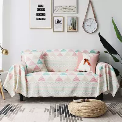 Sofa Bắc Âu hình học đơn giản chống gió mèo xước vải bọc bảo vệ vải bọc vải lưới phổ quát màu đỏ không phổ quát khăn sofa - Bảo vệ bụi