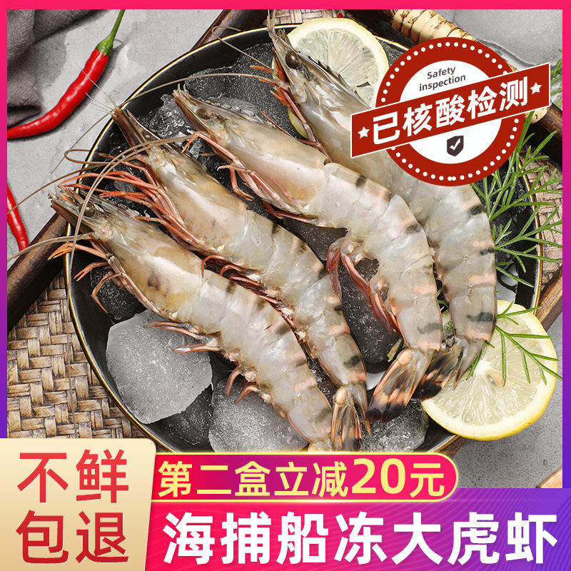 Black tiger shrimp fresh and extra-large fresh zebra shrimp frozen prawns Shrimp Great Shrimp Seafood Aquatic Tiger Prawn Bamboo Festival Shrimp
