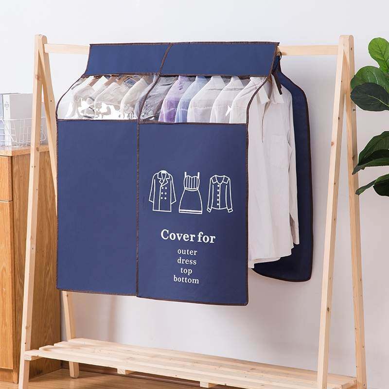 Hanger floor to ceiling with cover cloth clothes dust cover three