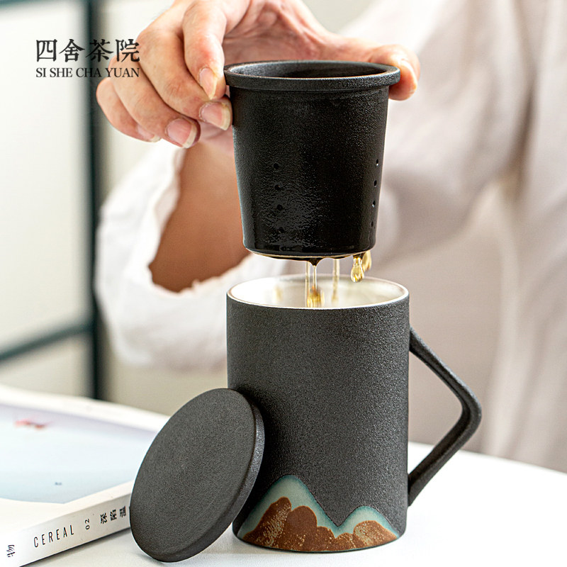 Tea Yuo 999 silver cup Mark cup Creative office cup ceramic cup with cover cup free customization