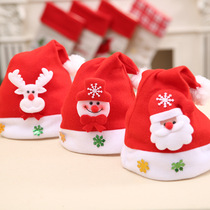Christmas decorations Christmas adult children red ordinary Christmas hat red and black check short plush cartoon hat