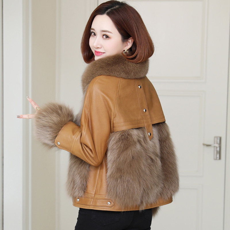 Fox Fur Fur Women's Short Fur Coat Haining Sheepskin Leather Coat 2021 Winter New Style