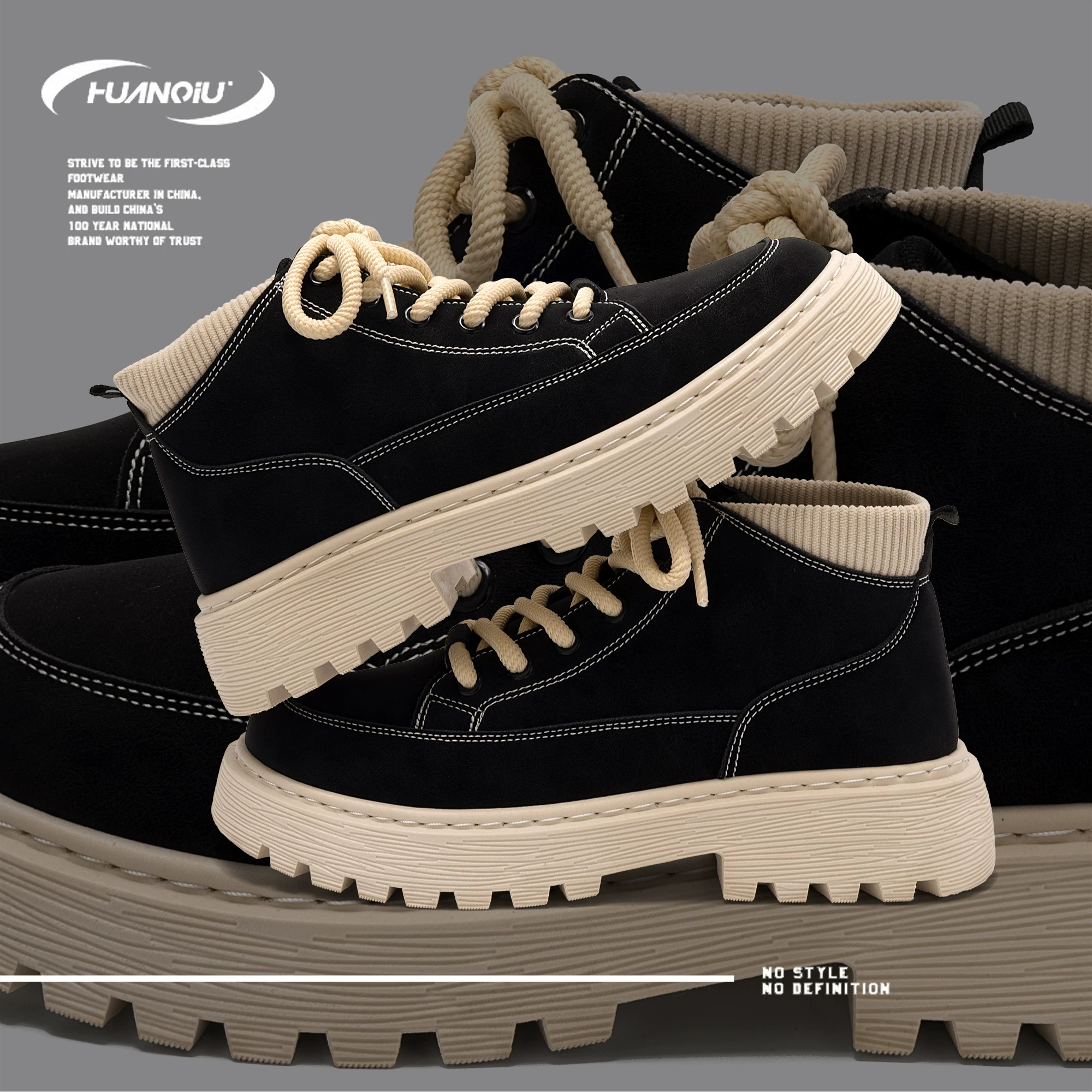 环球 Martens, black retro boots English style, British style