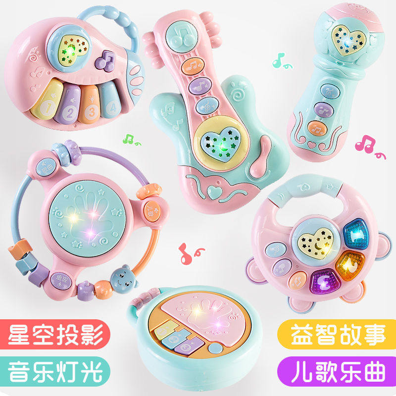 Baby Early Education Enlightenment Toys Appeasement Hand Beat Drum Rattle Musical Instrument Storytelling Machine Male and female baby 0-6 months 0-1 years old