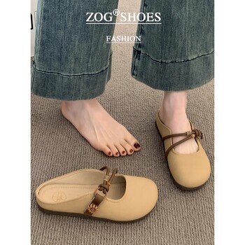 Baotou half slippers women's summer outer wear 2026 new flat-soled slip-on shoes soft-soled french sandals and slippers comfortable