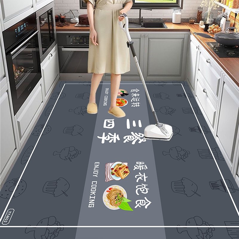Kitchen floor mats are wipeable, non-washable, stain-resistant and can be cut