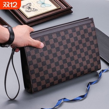 Handbags, men's clutch bags, men's clutch bags, big-name plaid clutch bags, men's bags, large-capacity business luxury goods, trendy wallets