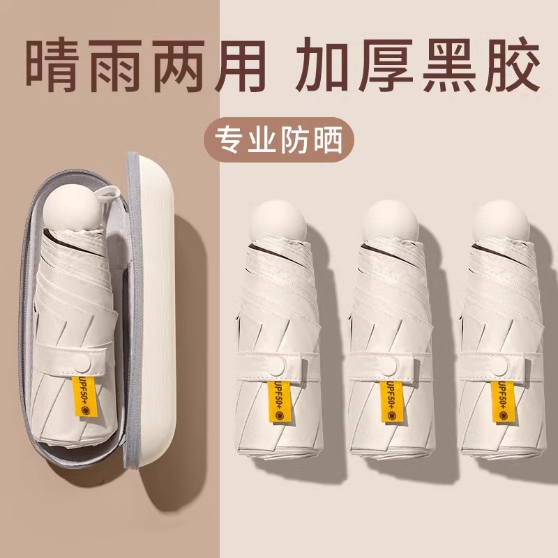Mini Sun Umbrella for Women, Sun Protection, Uv Protection, Dual-Use for Sun and Rain, Compact, Manual, Ultra-Light, Stylish Capsule Design for Travel