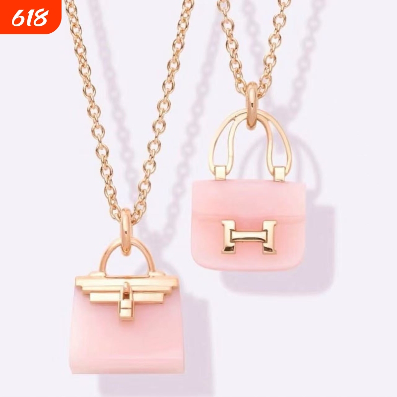 Brand New Original High-End Quality New Pink Opal Bag Necklace, Constance Bag Full Diamond Bag Bracelet