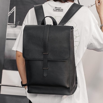 New retro backpack Korean style trendy mens bag travel backpack Crazy Horse PU large capacity student school bag computer bag