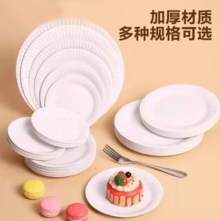 食品级一次性纸盘盘子餐盘生日蛋糕派对纸碟餐具幼儿园白绘画画画