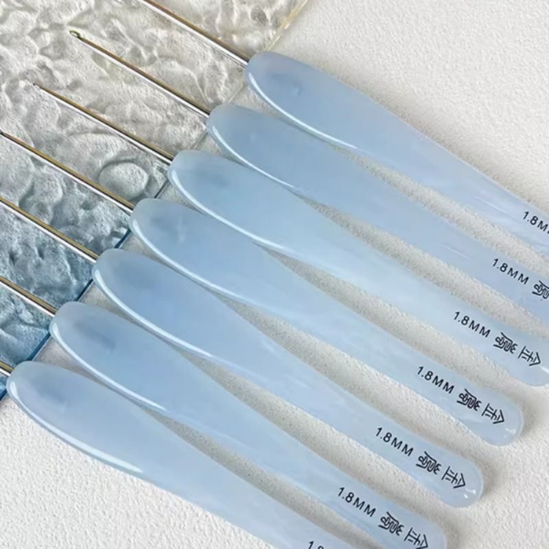 Jinlan Crochet Resin Blue Moonlight Hook with Standard Needle Tip for DIY Doll Making and Handmade Knitting Tools