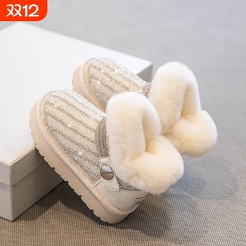 Children's snow boots, girls' shoes, cotton shoes 2025 winter new baby snow cotton little girl's boots plus velvet and thickening
