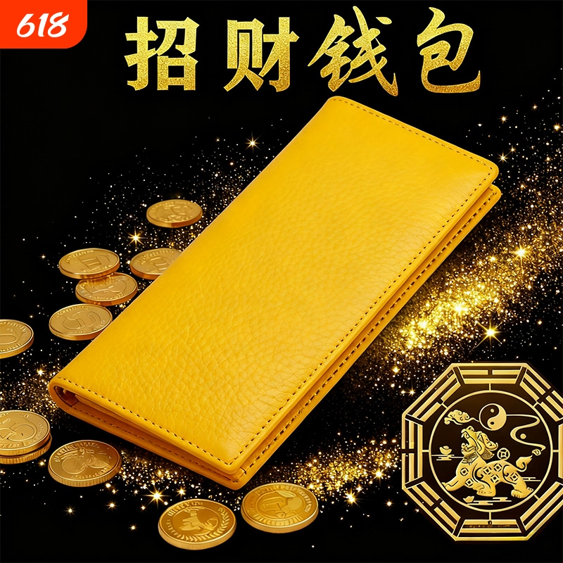 Yellow Fortune-Attracting Wallet for Women 2026 Clutch Card Holder Money Clip Wealth-Gathering Large Capacity Compact Id Holder Red Coin Purse