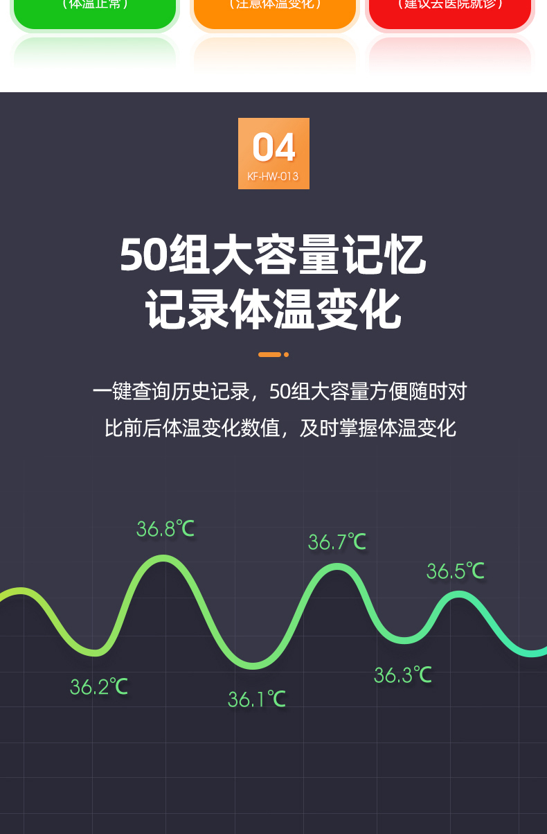 可孚 新款高精度额温枪 语音播报 50组记忆 图7