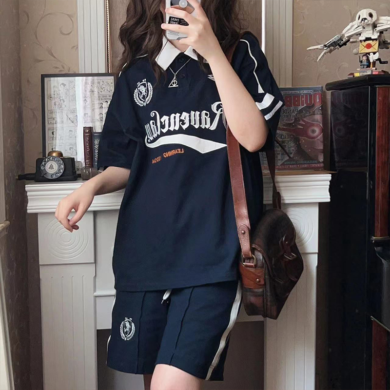 Harry Potter Themed Summer Short-Sleeve Loose Shirt, Preppy Style Slim-Fit Polo Shirt, Sports Suit for Women Harry Potter Themed Summer Short-Sleeve Loose Shirt, Preppy Style Slim-Fit Polo Shirt, Sports Suit for Women