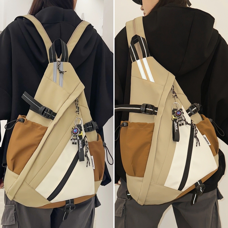 Functional Workwear Single-Shoulder Backpack Chest Bag for Men, Trendy Brand Multi-Functional Backpack, Personalized Sports Cycling Crossbody Bag for Women