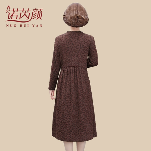 Весеннее длинное платье для матери, модная осенняя юбка, лонгслив, в западном стиле, средней длины, в цветочек, для среднего возраста