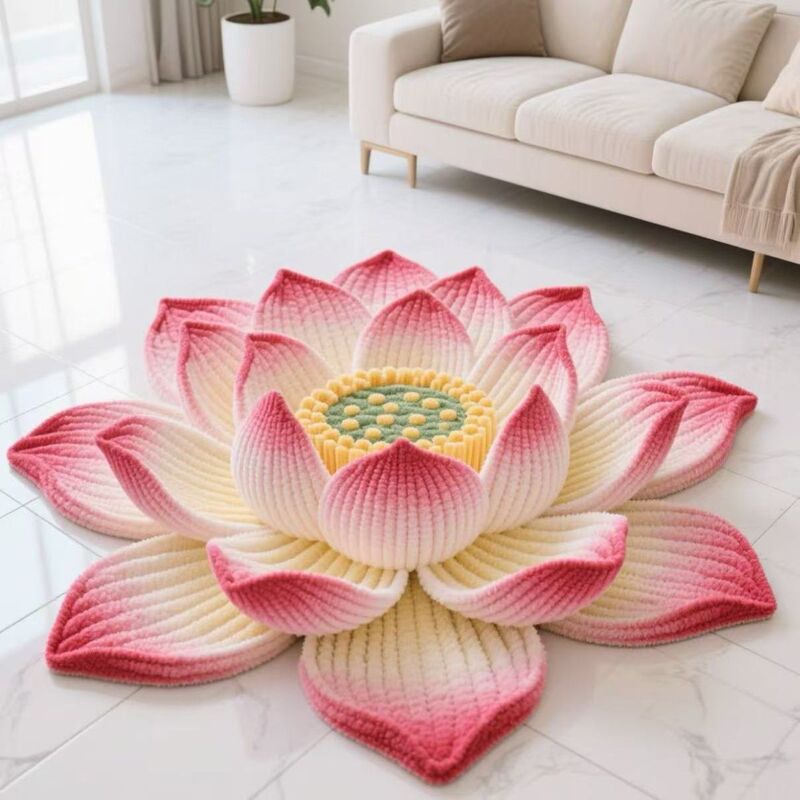 Chinese Zen Lotus Floor Mat, Zen Dance Yoga Meditation Round Mat, Buddhist Hall Worship Carpet, Temple Lotus Floor Mat