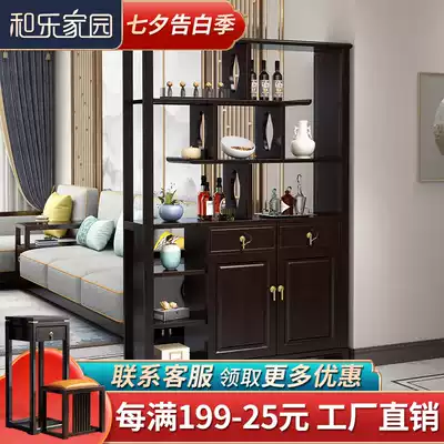 New Chinese style solid wood living room entrance cabinet Room hall cabinet partition cabinet Modern double-sided screen simple wine cabinet foyer against the wall