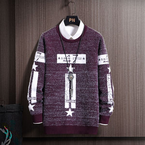 【情侣款】秋冬圆领毛衣男士潮加厚针织衫