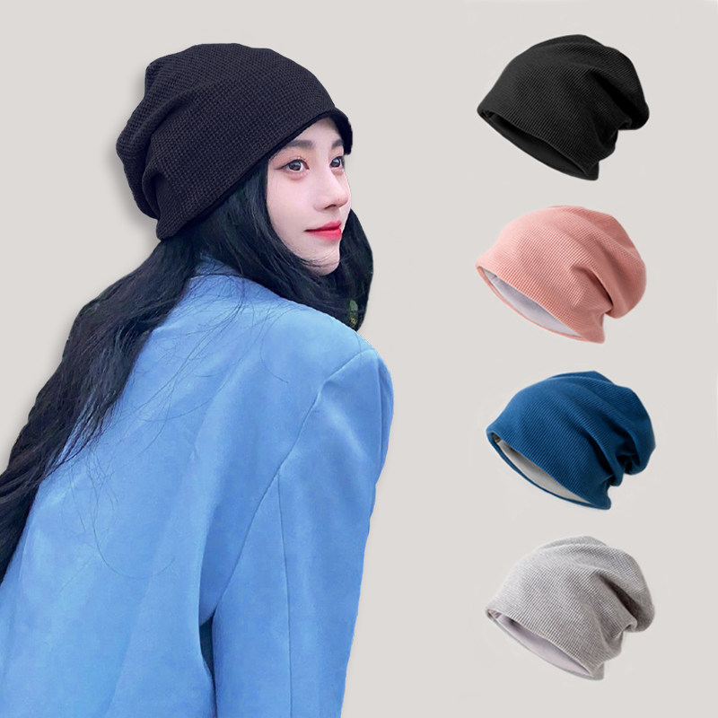 Pile pile hat female autumn and winter Baotou cold hat warm net red wool cap round face suitable for all-match knitted cap confinement cap