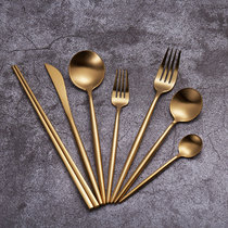 Nordic Portuguese tableware ins Wind 304 stainless steel Golden Western steak knife and fork Net red gift spoon chopsticks