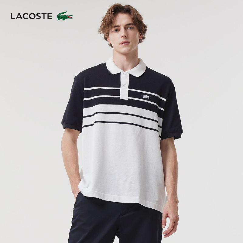 Lacoste French Crocodile Men's Summer Classic Color-Blocked Pure Cotton Short-Sleeved T-Shirt Polo Shirt | Ph8135