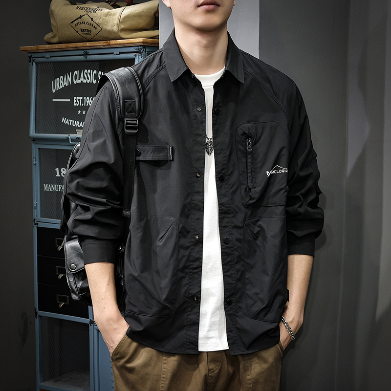 2026 Trendy Brand High-End Zipper Multi-Pocket Workwear Men's Shirt Spring and Autumn New Long-Sleeve Turn-Down Collar Shirt Jacket 2026 Trendy Brand High-End Zipper Multi-Pocket Workwear Men's Shirt Spring and Autumn New Long-Sleeve Turn-Down Collar Shirt Jacket