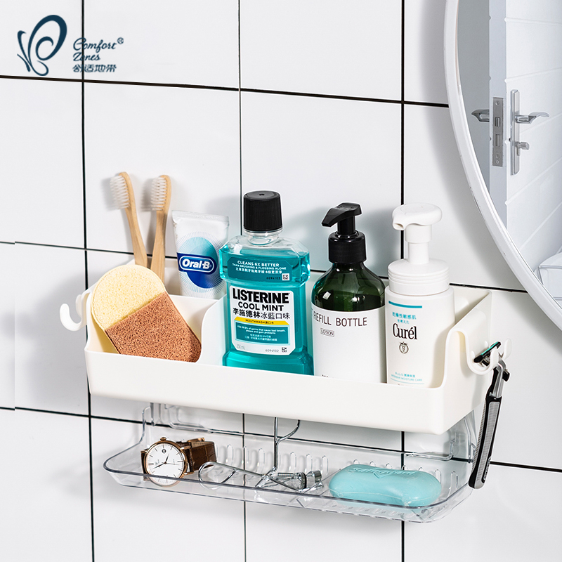 Makeup Room Wash Terrace Shelve Shelve Kitchen Bathroom Xuanguan Free of perforated Bathroom With Wall Double Containing Box