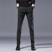 Qiujiang Mingmeifeng Huiming Ge Department Store Mens check Dark Flower slim straight tube casual Joker plus velvet casual pants