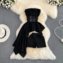 2pcs Sets Women Outfits Fashion Strapless Irregular Skinny A