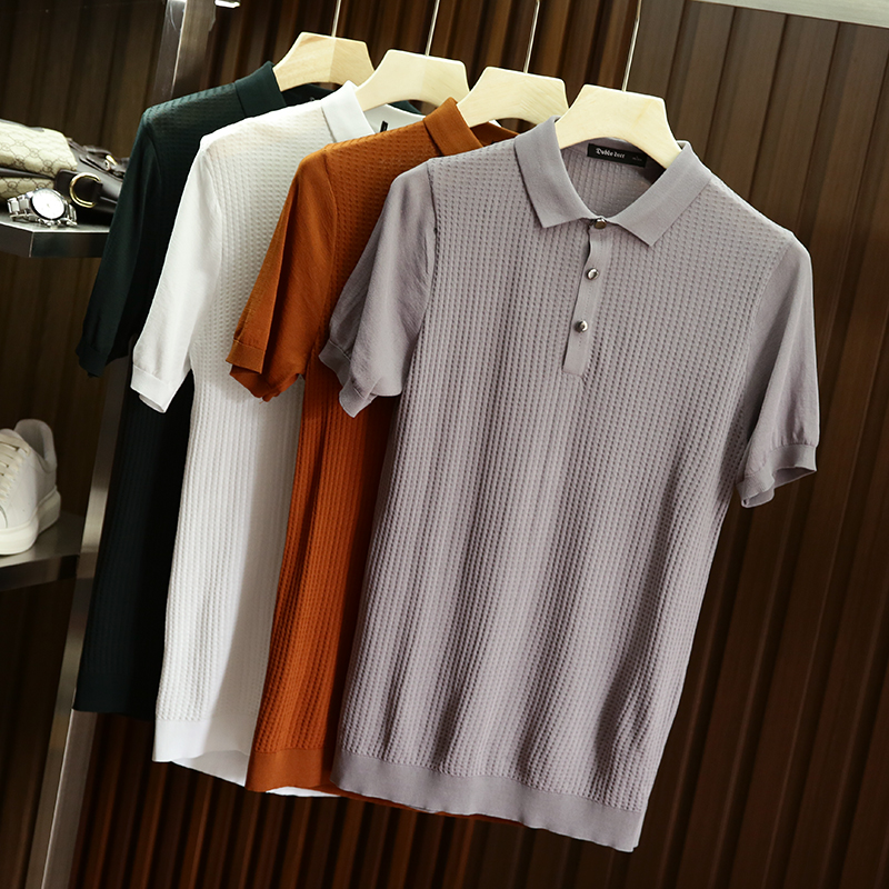 Heavy Pound Bull Stock Skyline Blend Summer Ice Silk Pineapple Knit Thin COOL AND BREATHABLE MALE SHORT SLEEVE POLO