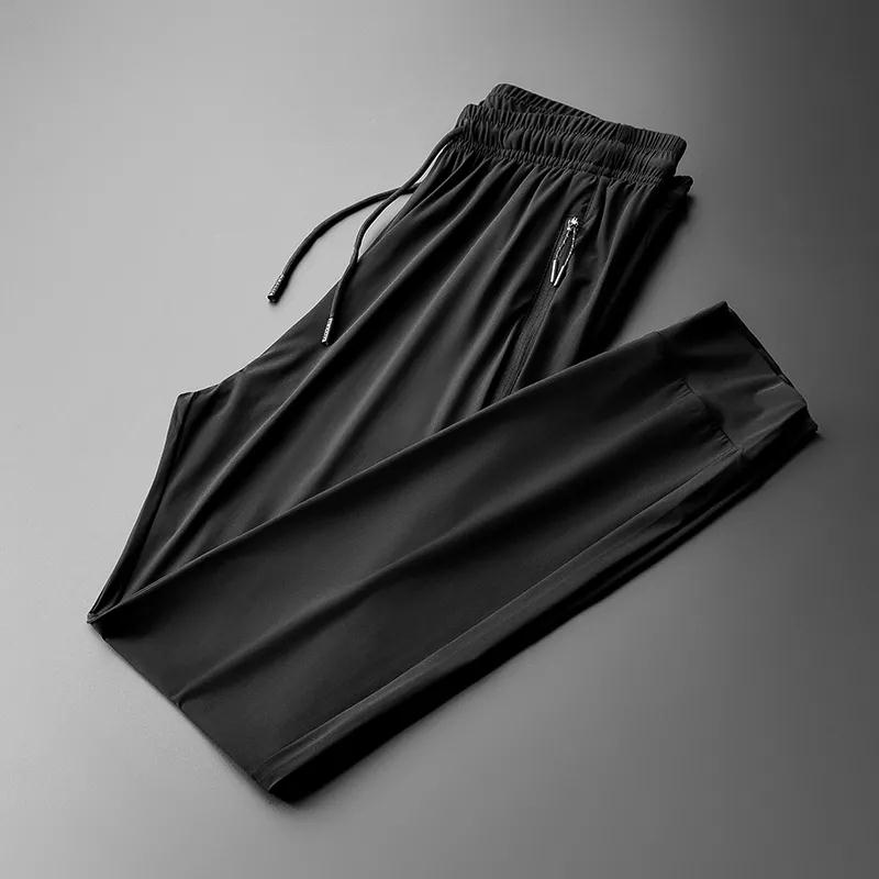 Ice-wire elastic speed dry and breathable two types of pants optional spring and summer new men sports casual pants