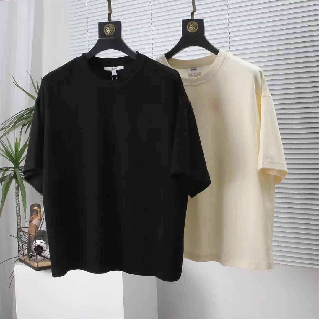 Solid color trend heavy cotton fashion versatile loose inner half sleeve short sleeve T-shirt men's base on the dress E3716