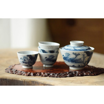 Jingdezhen Minyun Saiqing flower cover Bowl Hand-painted Kangxi Landscape Tea Bowl Pint Cup Korn Tea Furniture Set Group Home Ceramics