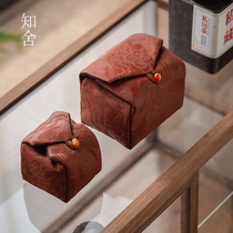 Know Sheen Cloud Crane Red Cloud Yarn Tea Cup Cashier Bag Chinese Pot Bag Quick Passenger Cup Bag Traditional Craft Pure Hand Sewn