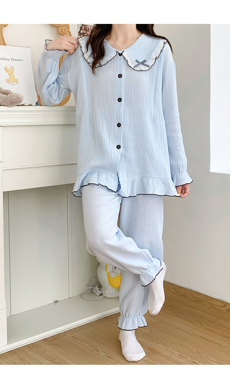 加肥加大码月子服薄款纯棉产后孕妇睡衣哺乳衣透气吸汗棉纱水洗棉详情32