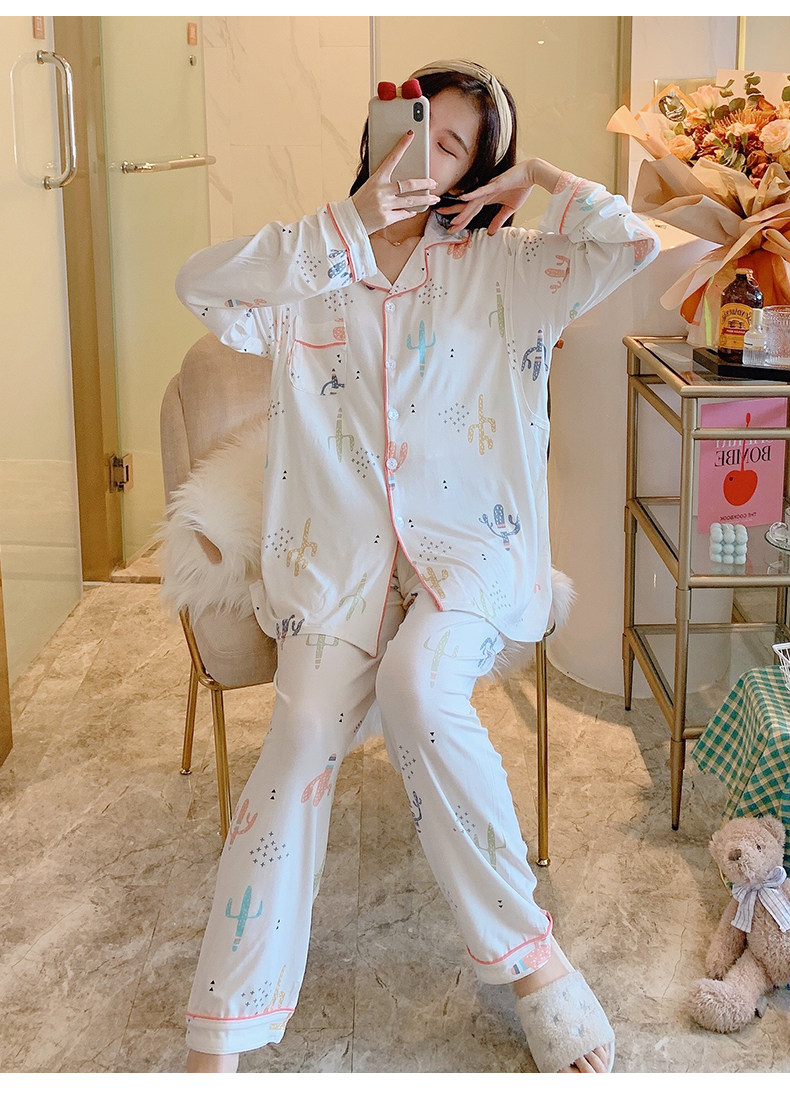 莫代尔睡衣女士夏季月子服日系春秋哺乳喂奶家居服套装两件套爆款详情19