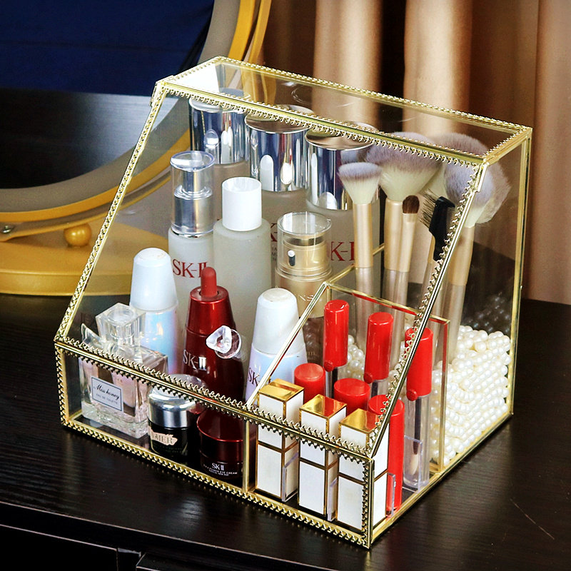 Red cosmetics contain box brush drum mouth table face frame mask skin-proof glass makeup