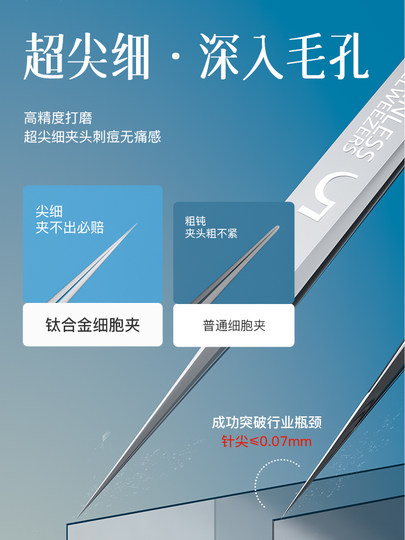 Allsmile Ultra-Fine No. 5 Cell Clip Blackhead Remover Tweezers Acne Needle Set Pimple Squeezing Tool Magic Tool