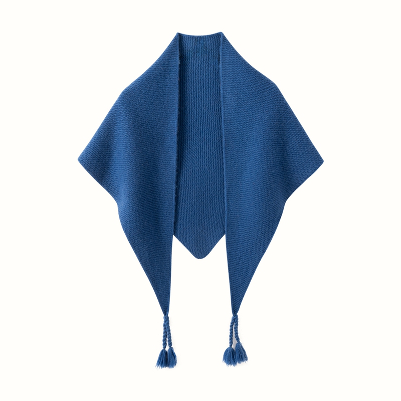 Korean-Style Blue 100% Cashmere Tassel Triangle Scarf for Women, Autumn and Winter High-End Warm Shawl Scarf with Outer Cape Korean-Style Blue 100% Cashmere Tassel Triangle Scarf for Women, Autumn and Winter High-End Warm Shawl Scarf with Outer Cape