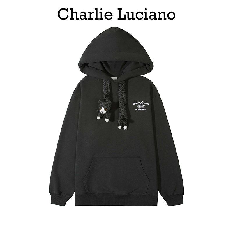 Charlie Luciano白鹿周深同款连帽运动衫2026春秋宽松猫咪抽绳帽衫