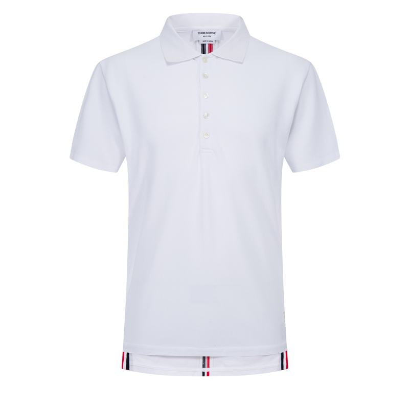 THOM BROWNE SUMMER STRIPED SLIM FIT POLO SHIRT T-SHIRT MEN's BUSINESS CASUAL BREATHABLE MEN'S TB SHORT SLEEVE