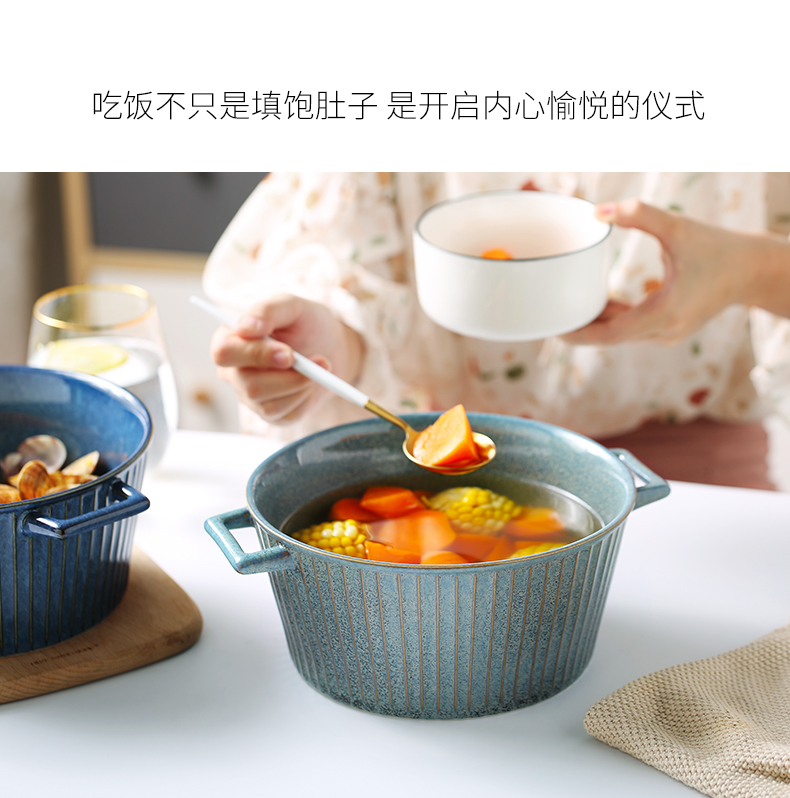 Ears ceramic soup basin large mercifully rainbow such use red sun type single household creative individuality is Nordic ins wind tableware