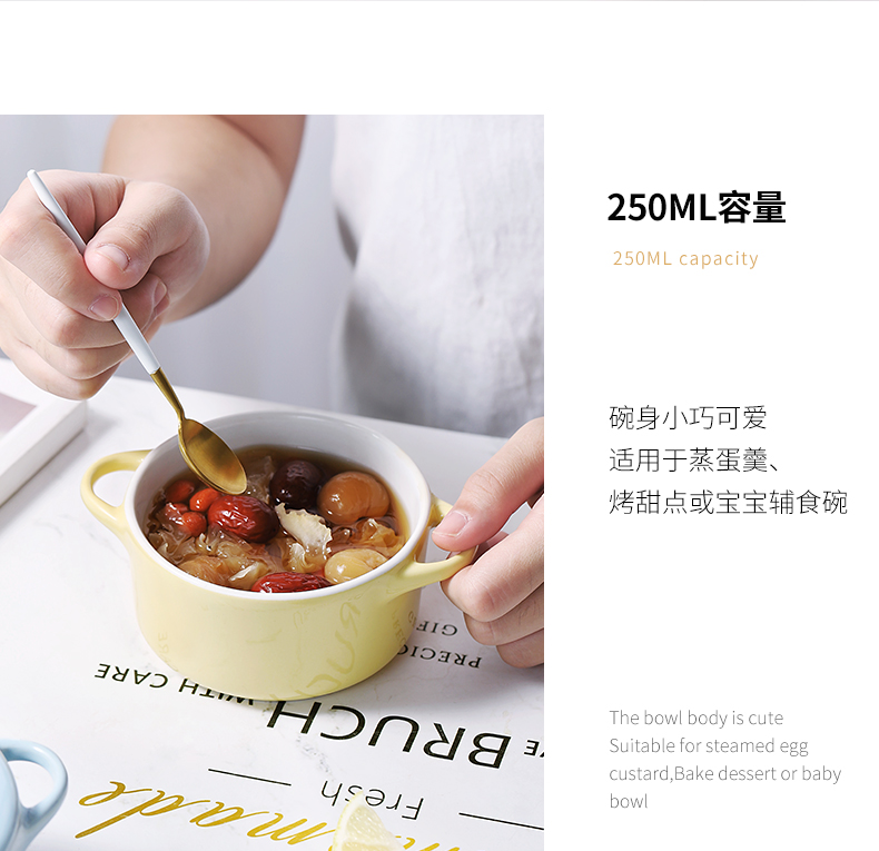 Ceramics with cover of creative move home meal bowl bowl ears single lovely female students ins web celebrity delicate sprout